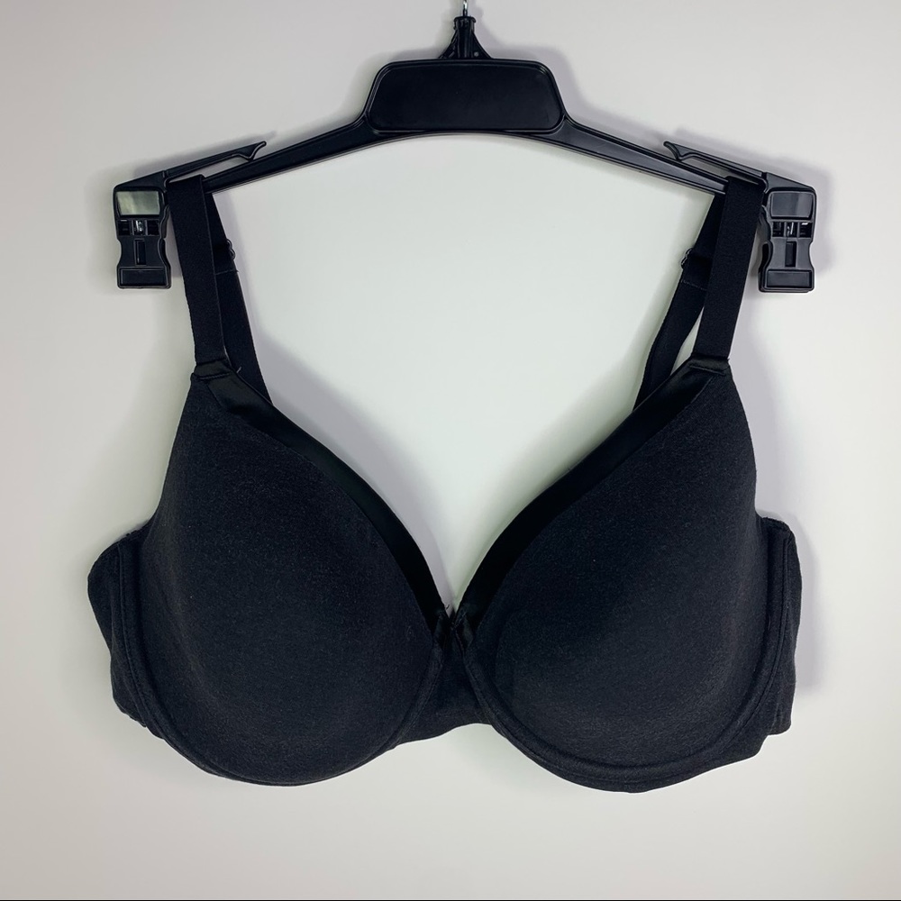 Bali Bra 38D Style B202 Underwire Padded Black Satin Trim